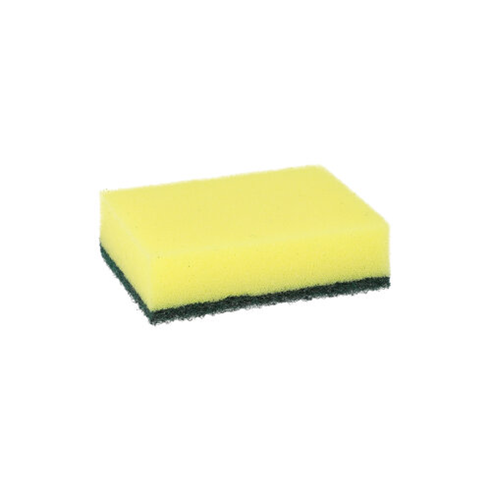Papstar Topfreiniger, Schwamm eckig 2,6 cm x 9 cm x 6,6 cm gelb/grün , kratzend