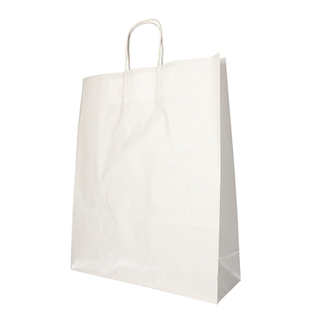 PAPSTAR Tragetaschen, Papier 40 cm x 32 cm x 12 cm weiss mit gedrehtem Trageg