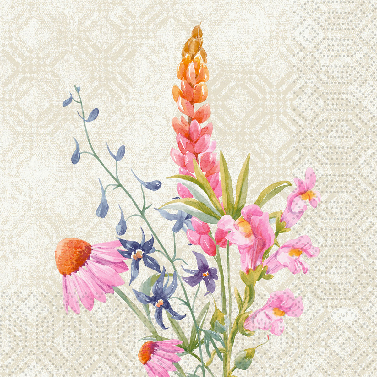 Duni Motiv-Zelltuchservietten 33 X 33 cm, 3-lagig, 1/4-Falz Floret