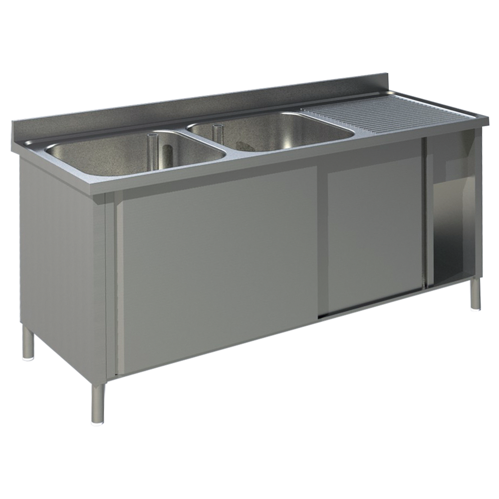KBS Spülschrank mit Schiebetüren B 180cm - Becken links