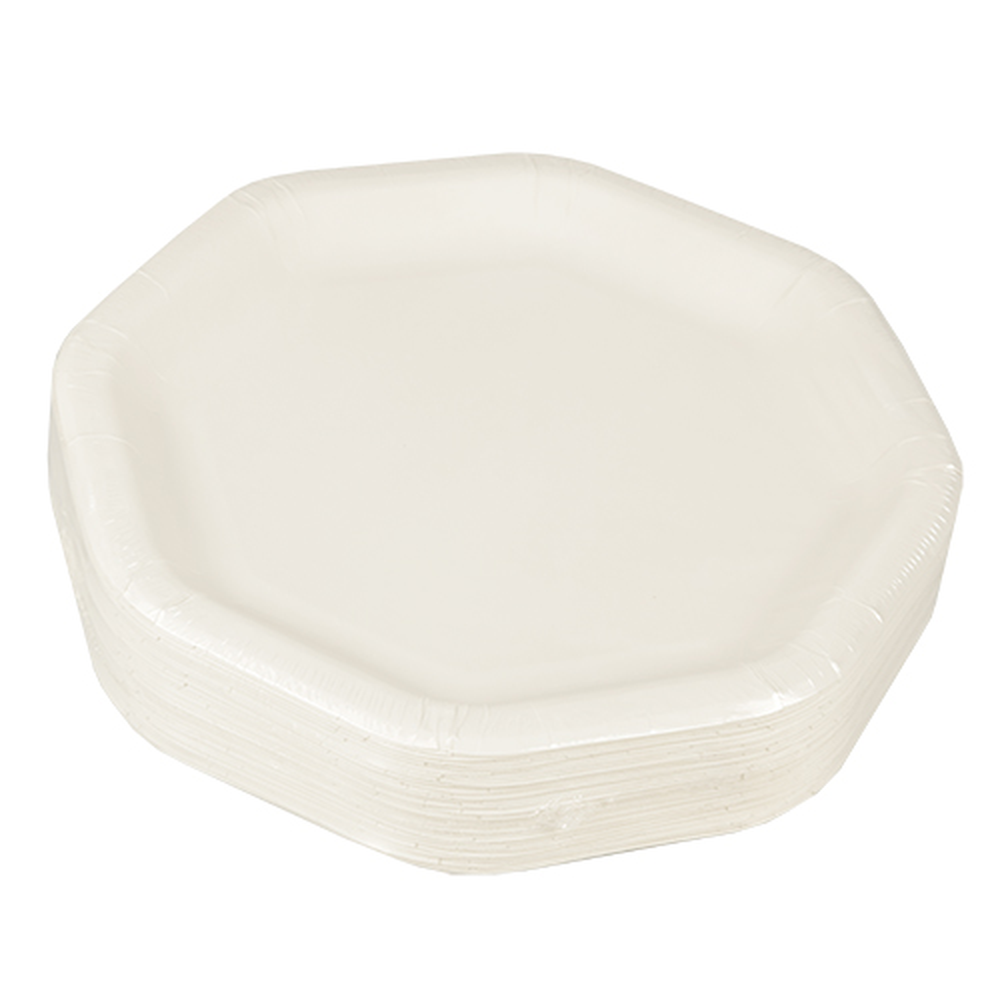 Papstar Teller, Pappe "pure" 8-eckig 23,5 cm x 23,5 cm weiss