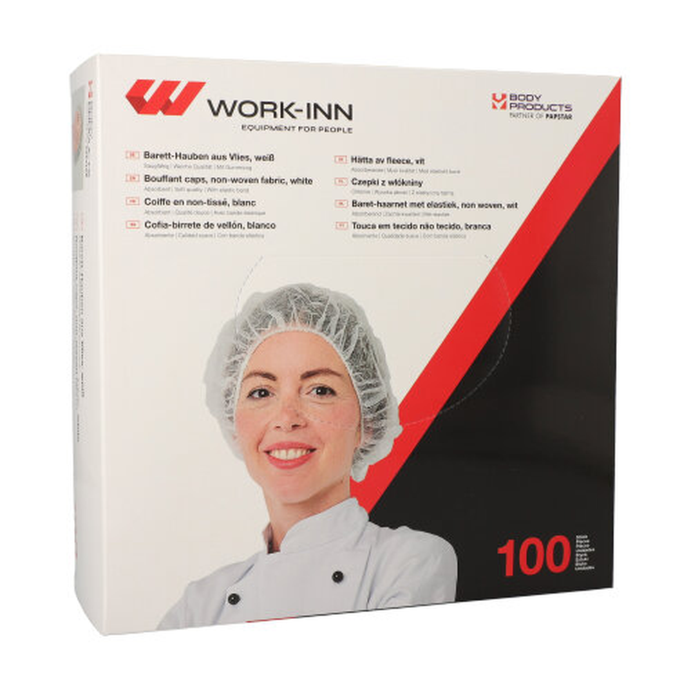 Papstar "WORK-INN/PS" Barett-Hauben, Vlies Ø 52 cm weiss