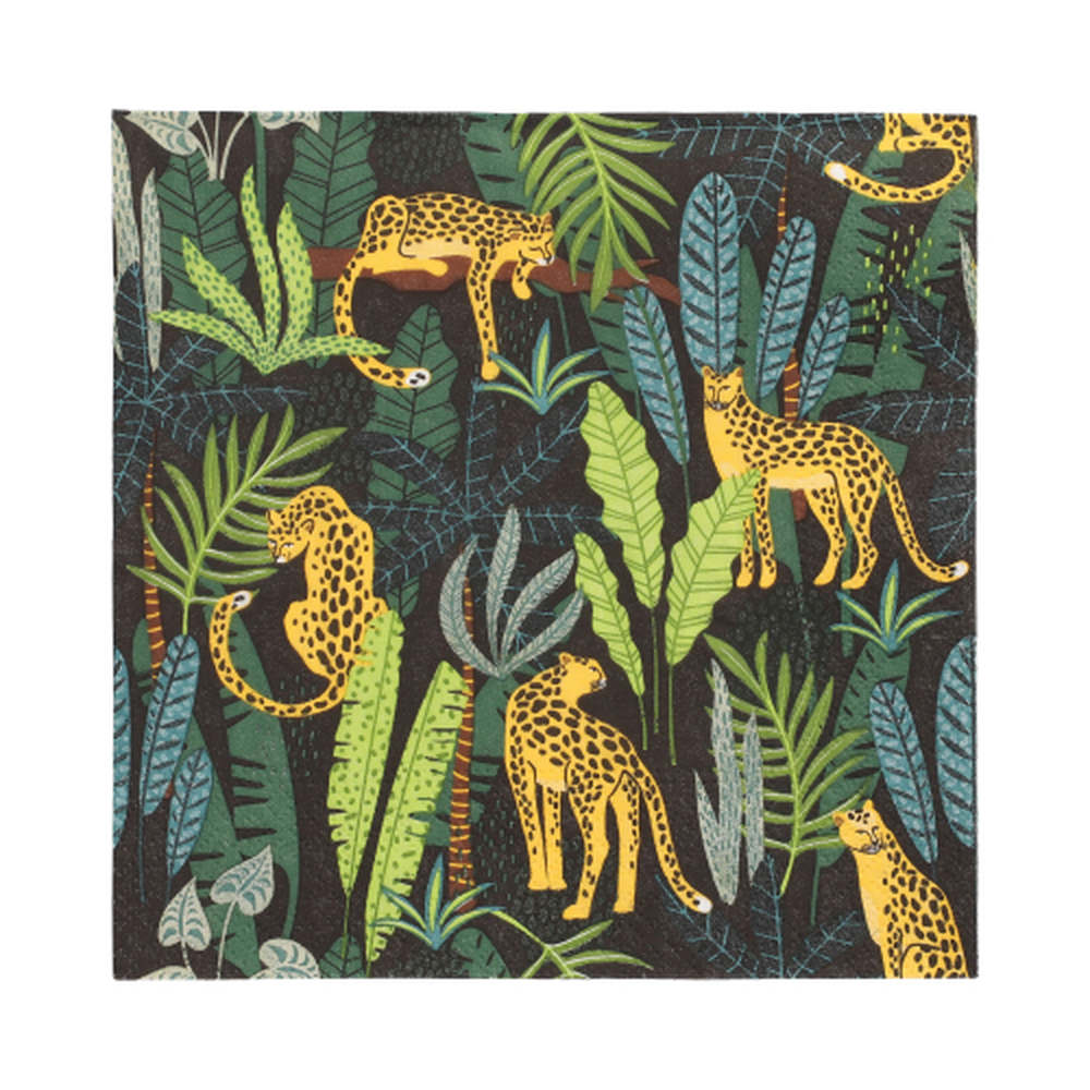 Papstar Servietten, 3-lagig 1/4-Falz 33 cm x 33 cm "Leopard"