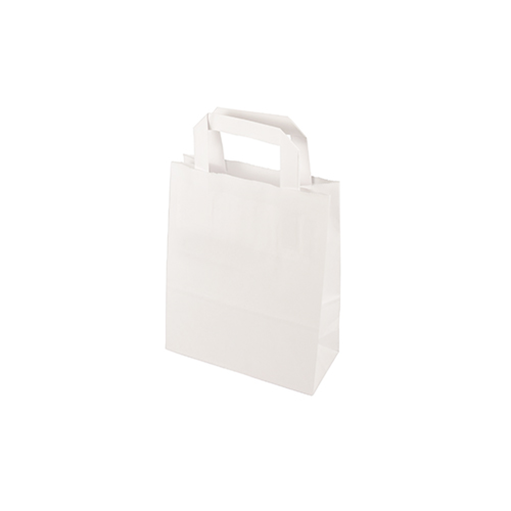 Papstar Tragetaschen, Papier 22 cm x 18 cm x 10 cm weiss mit Tragegriff