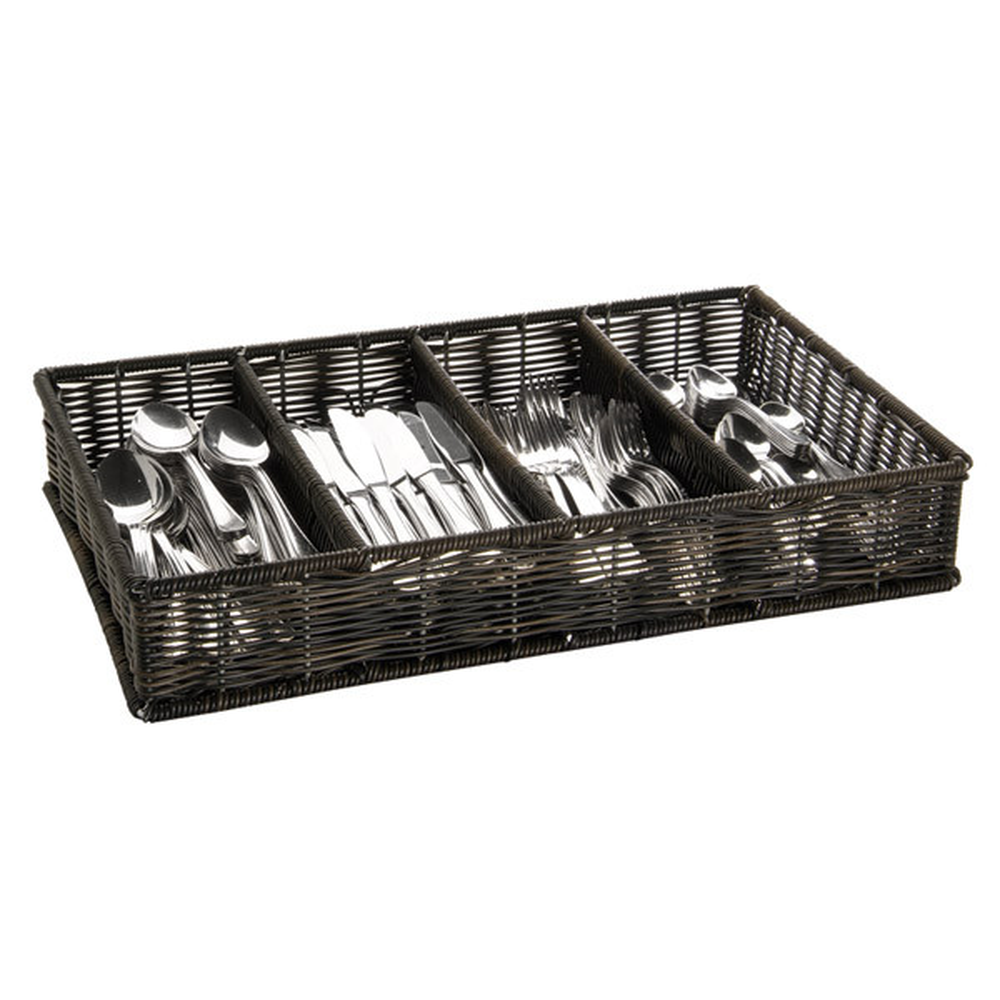 APS GN 1/1 Besteckbehälter 53 x 32,5 cm, H: 9 cm , Polypropylen, schwarz / braun