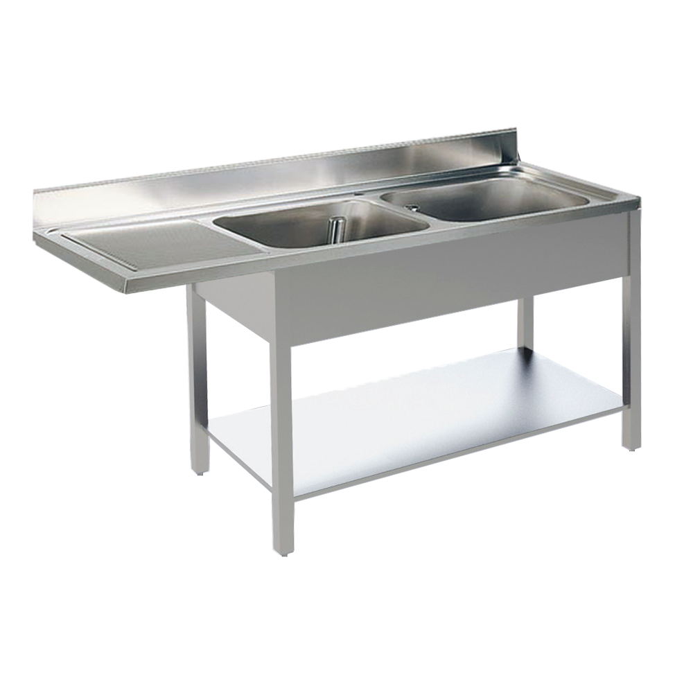 KBS Spülcenter B 160cm - 2 Becken rechts - mit glatter Ablagefläche
