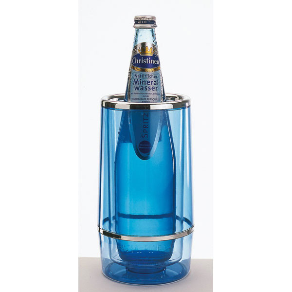 APS Flaschenkühler außen Ø 12 cm, H: 23 cm , PS, blau-transparent