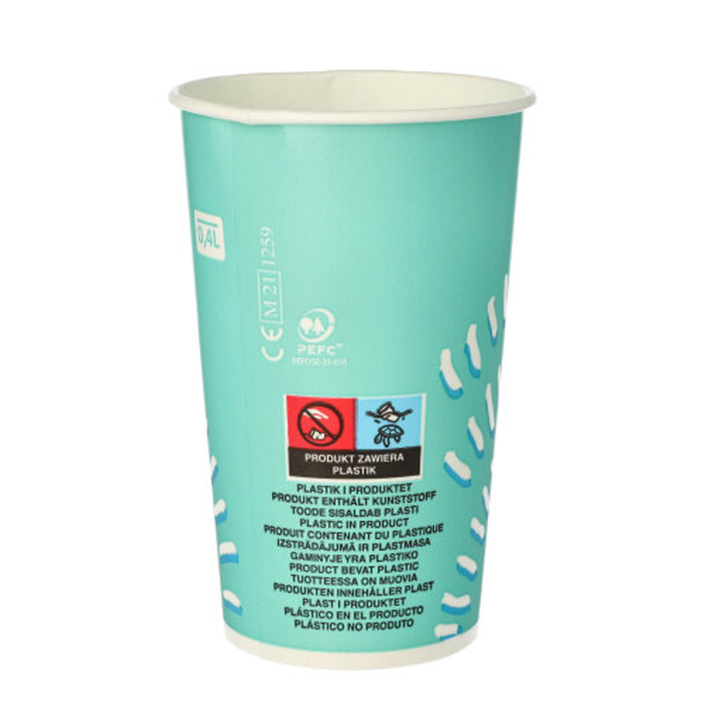 PAPSTAR Trinkbecher für Kaltgetränke, Pappe 0,4 l Ø 8,97 cm · 13,5 cm türkis