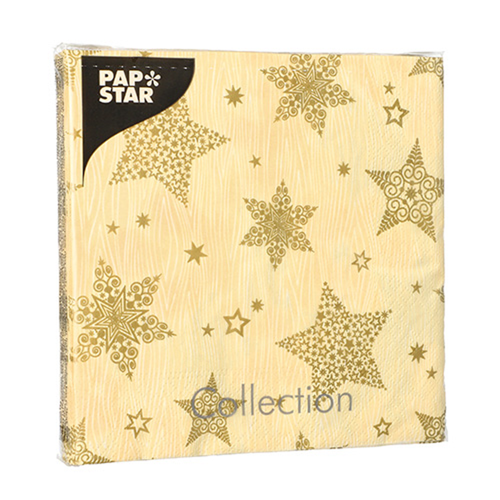 Papstar Servietten, 3-lagig 1/4-Falz 33 cm x 33 cm creme "Christmas Shine"