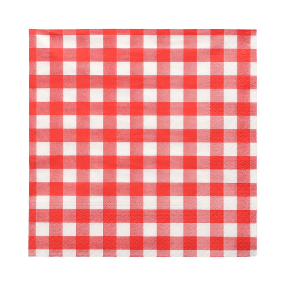 Papstar Servietten, 3-lagig 1/4-Falz 33 cm x 33 cm rot "Vichy Karo"