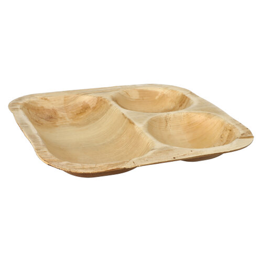 PAPSTAR Siegelschalen Palmblatt pure eckig 500 ml 4 cm x 26 cm x 26 cm 3-ge