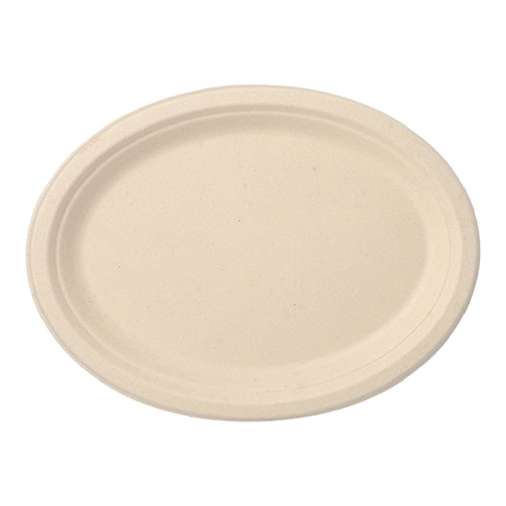 Papstar Teller, Zuckerrohr "pure" oval 26 cm x 20 cm x 2 cm natur