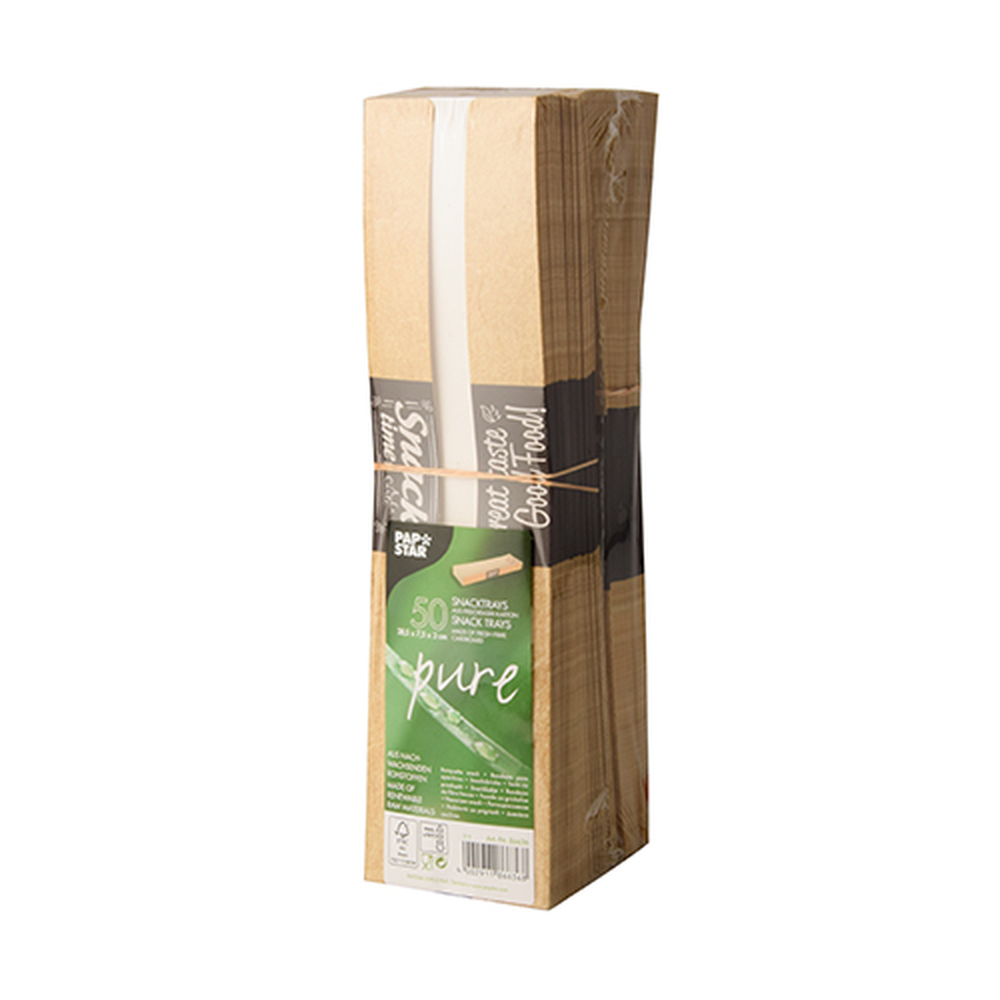 Papstar Snacktrays, Pappe "pure" 3 cm x 7,5 cm x 28,5 cm "Good Food"