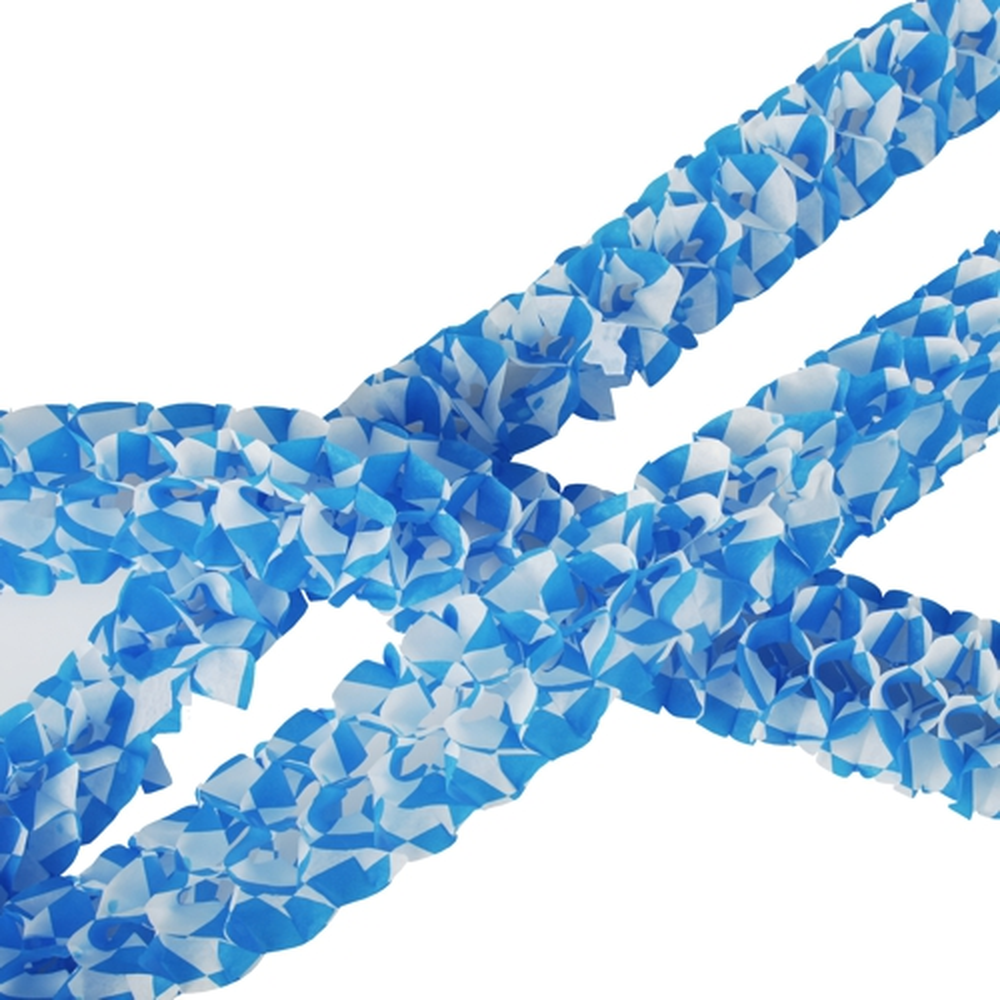 Papstar Girlanden, Papier Ø 8 cm · 2 m "Bayrisch Blau - Mini" schwer entflammbar