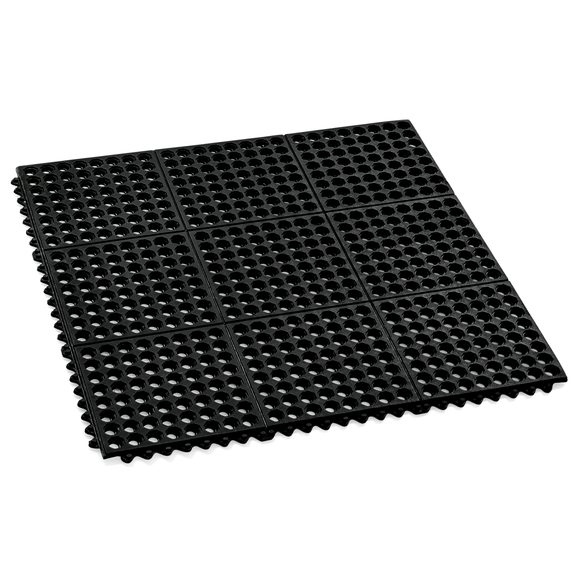 WAS Fußbodenmatten System, Klick-System, 90 x 90 x 1 cm, black, Rubber