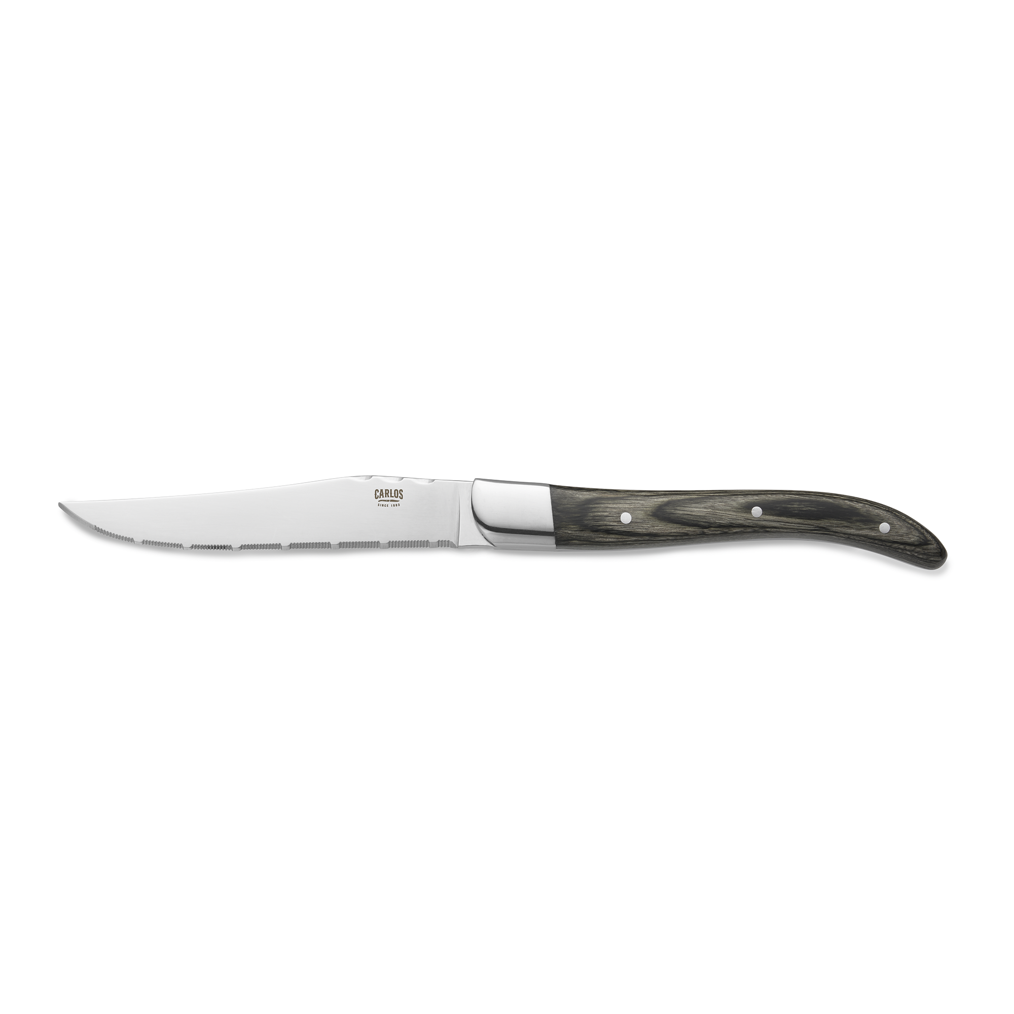 WAS Steakmesser Set CARLOS mit grauem Pakkaholzgriff, 23 cm, Set á 6 Stück, Klin