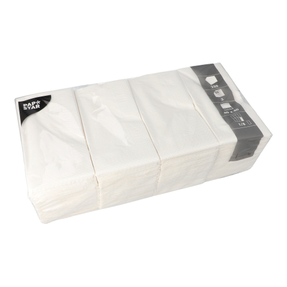 Papstar Servietten, 3-lagig 1/8-Falz 40 cm x 40 cm weiss