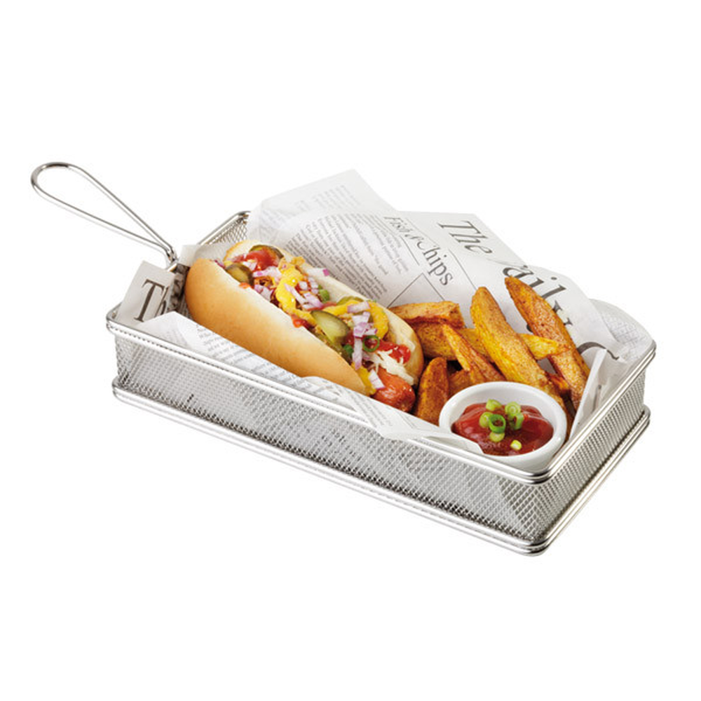 APS Servier-Frittierkorb 26 x 13 cm, H: 5 cm , Edelstahl, Griff: 9,5 cm