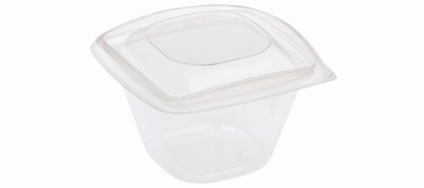 Pacovis Salatschale PLA 480ml transp., 126x126x87mm m.Deckel transp.