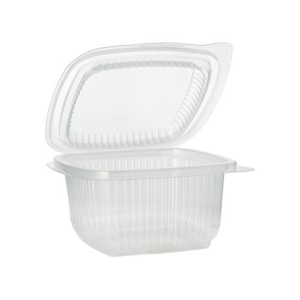 PAPSTAR Verpackungsbecher mit Klappdeckeln, PP rechteckig 375 ml 6,2 cm x 11