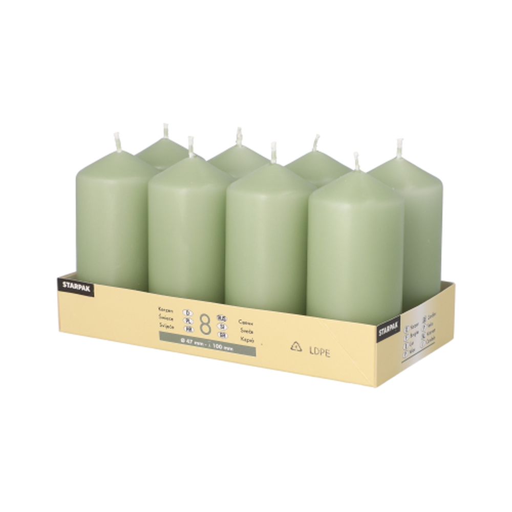 Papstar Stumpenkerzen Ø 47 mm · 100 mm jadegrün