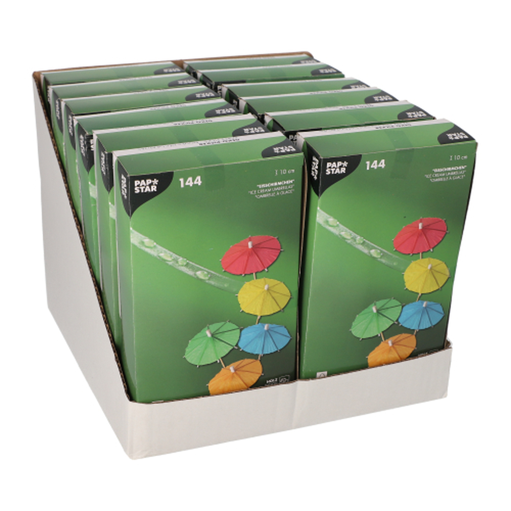 Papstar Deko-Picker 10 cm farbig sortiert "Eisschirmchen uni"