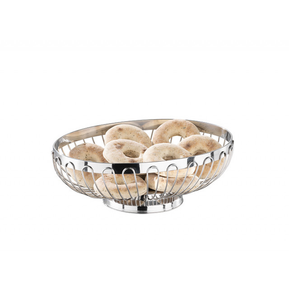 APS Brot- und Obstkorb, oval 20 x 15 cm, H: 7 cm , 18/8 Edelstahl