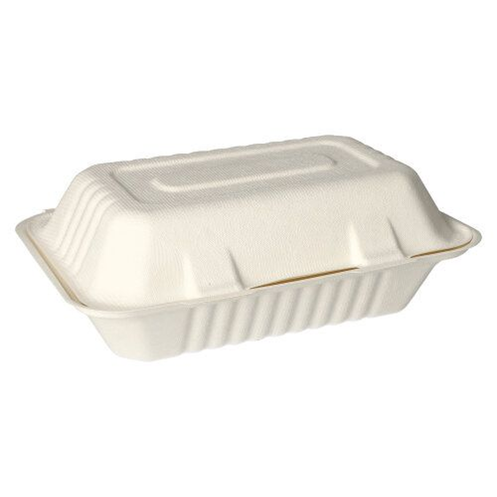 Papstar Menüboxen, Zuckerrohr "pure" ungeteilt 7,9 cm x 23 cm x 15,5 cm weiss