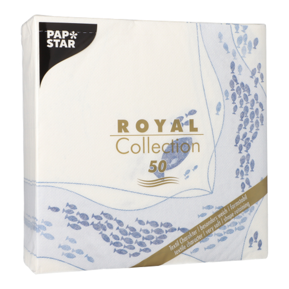 Papstar Servietten "ROYAL Collection" 1/4-Falz 40 cm x 40 cm "Fish"
