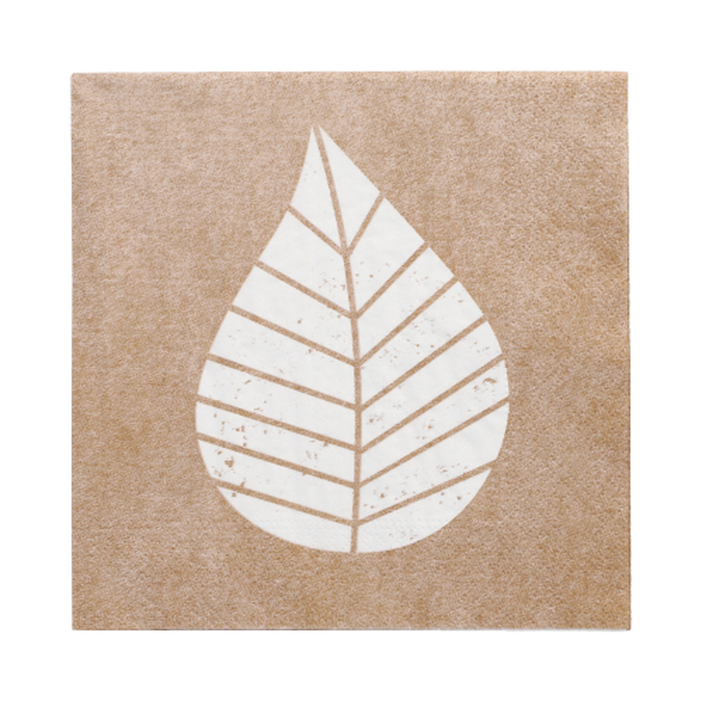 Papstar Servietten, 3-lagig 1/4-Falz 33 cm x 33 cm natur "Graphic Leaves"