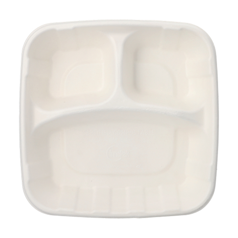 Papstar Teller Zuckerrohr "pure" 3-geteilt 5 cm x 22,8 cm x 22,8 cm