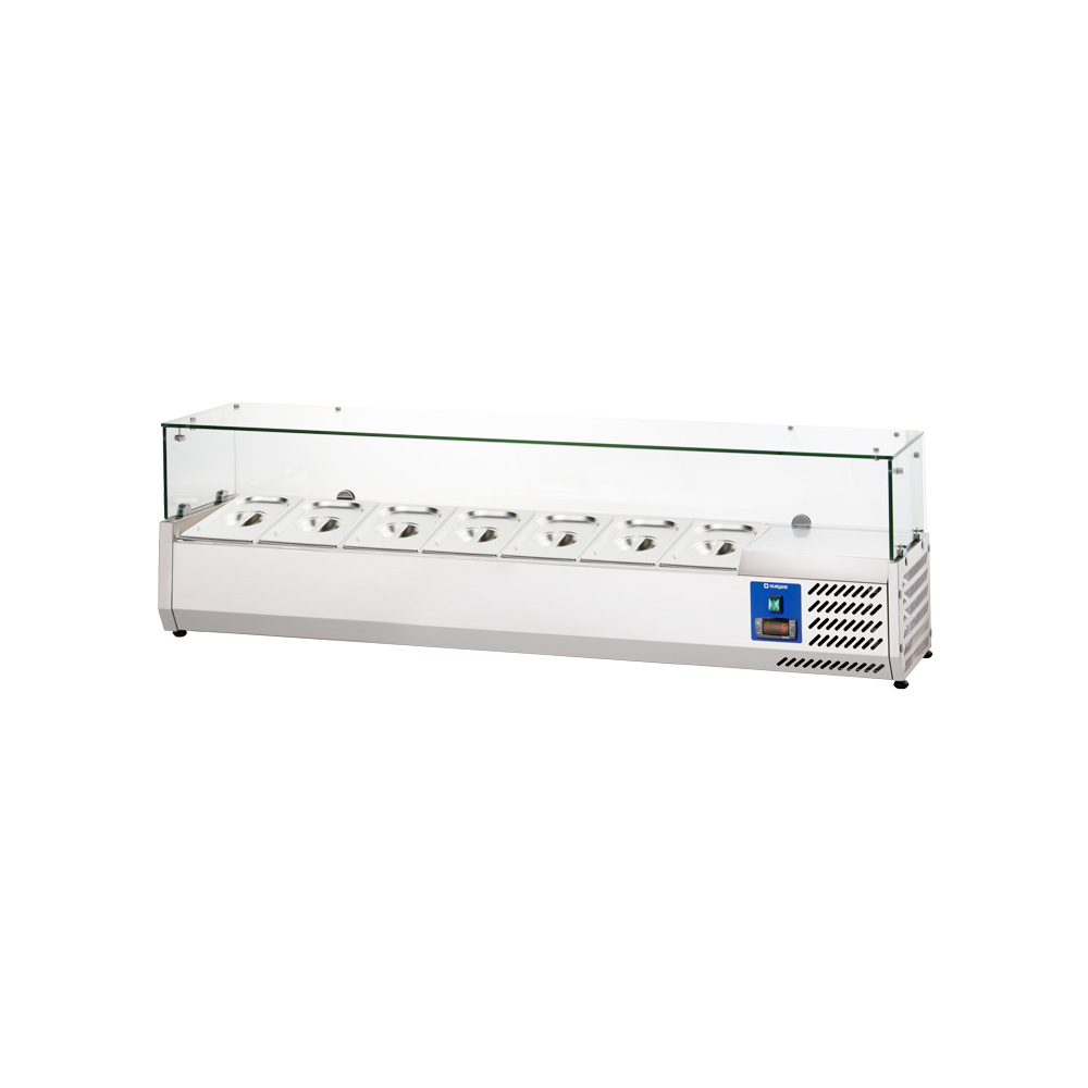 Stalgast Kühlaufsatzvitrine, 7x GN 1/4, 1500x335x400 mm (BxTxH)