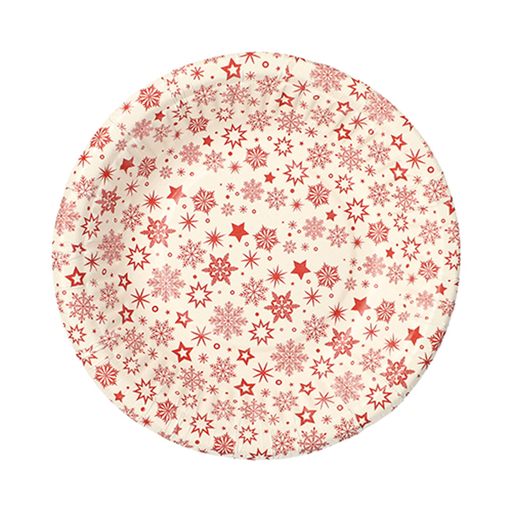 Papstar Schalen, Pappe rund Ø 19 cm · 3 cm weiss "Snöflinga"