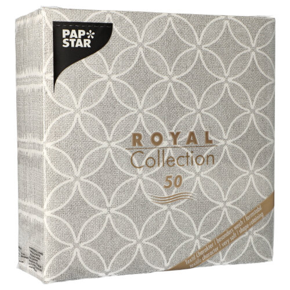 PAPSTAR Servietten ROYAL Collection 1/4-Falz 40 cm x 40 cm grau Circle Fl