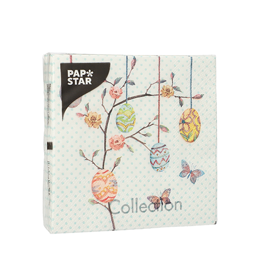 Papstar Servietten, 3-lagig 1/4-Falz 25 cm x 25 cm "Easter Branch"