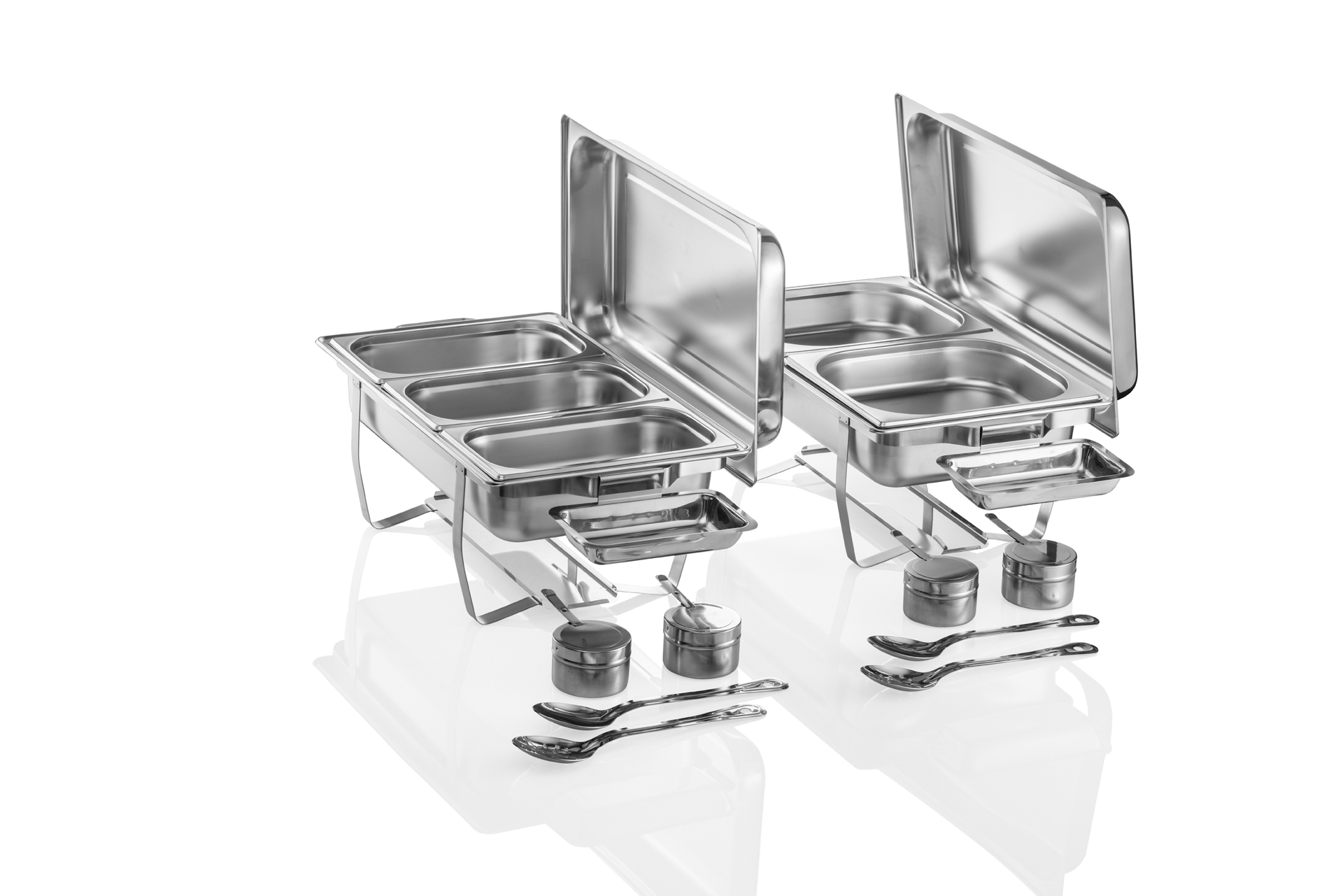 WAS Chafing Dish GN 1/1 Set, 59 x 34 x 49 cm, Set á 2 Stück, Chromnickelstahl