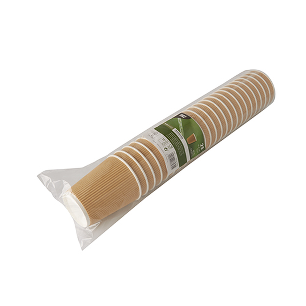 Papstar Trinkbecher, Pappe 0,4 l Ø 9 cm · 13,7 cm natur Ripple Wall