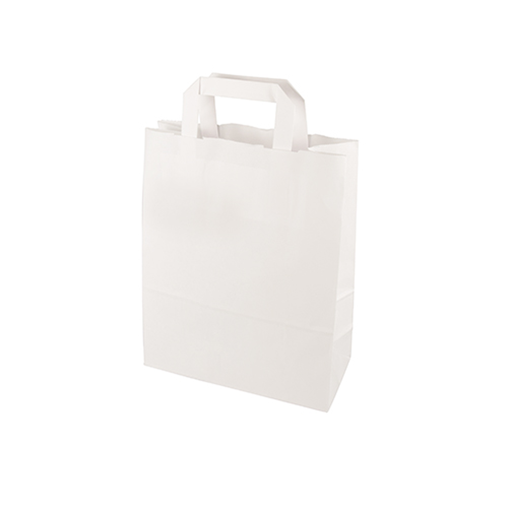 Papstar Tragetaschen, Papier 28 cm x 22 cm x 10 cm weiss mit Tragegriff