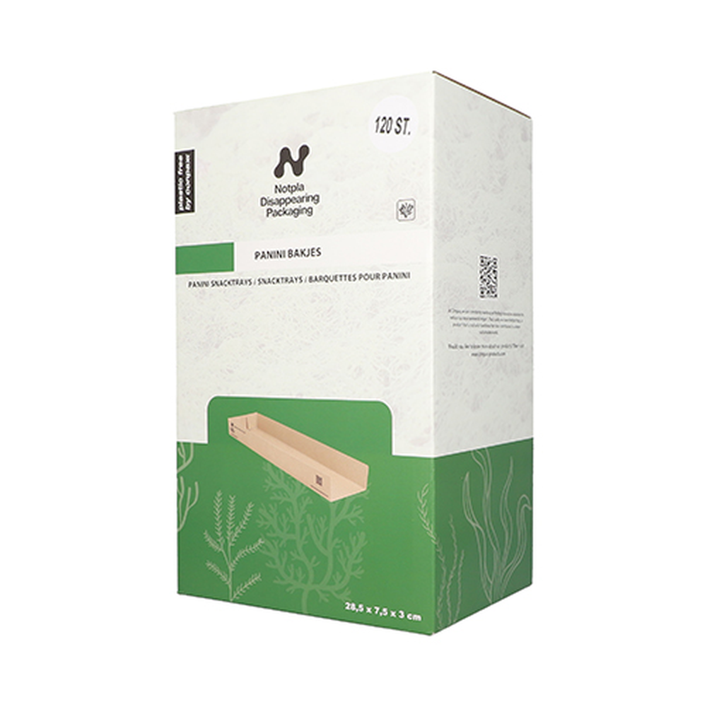 Papstar Snacktrays, Pappe "NOTPLA" 3 cm x 7,5 cm x 28,5 cm braun