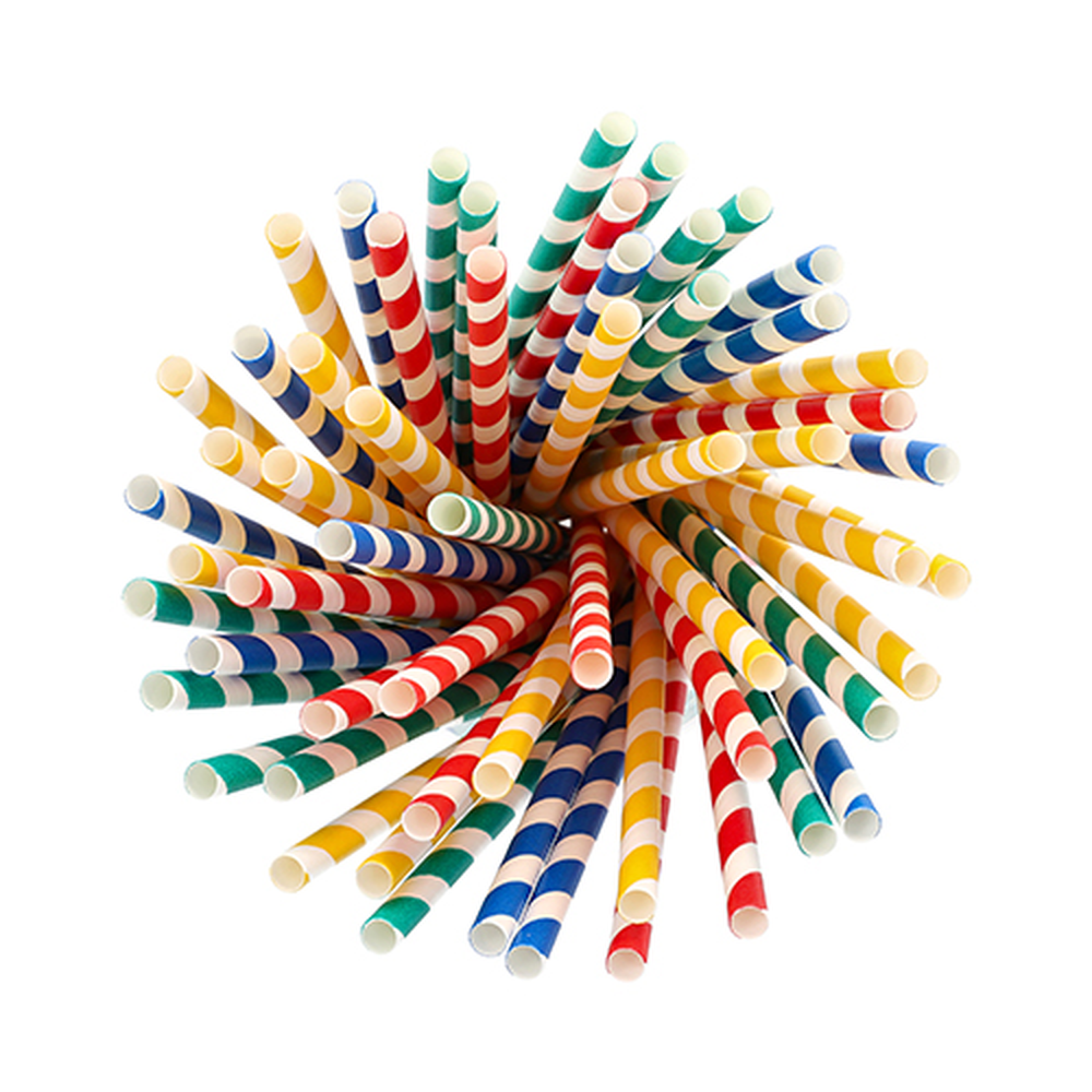 Papstar Shake-Halme, Papier Ø 8 mm · 21 cm farbig sortiert "Stripes"