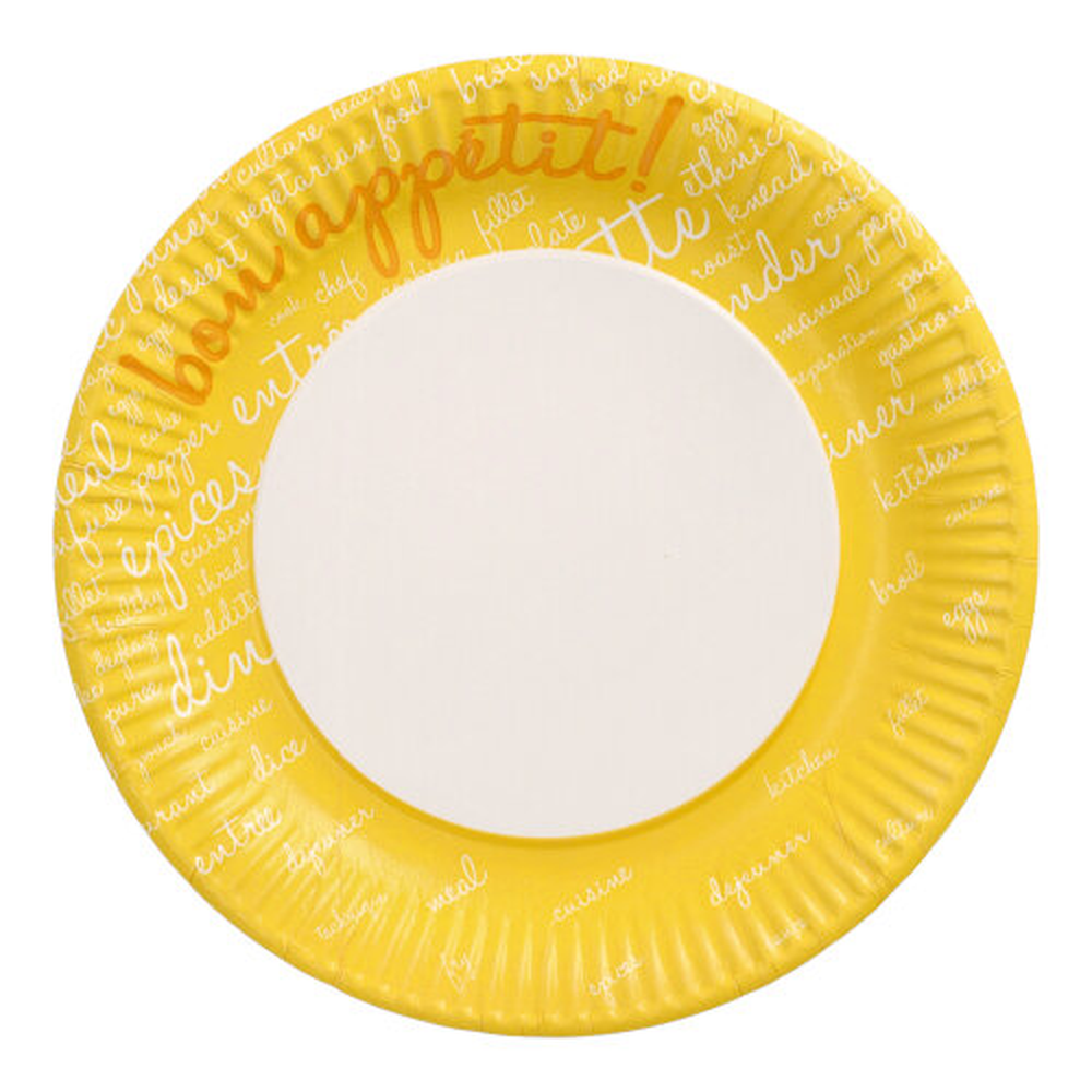 Papstar Teller, Pappe rund Ø 23 cm gelb "Table Pleasures"