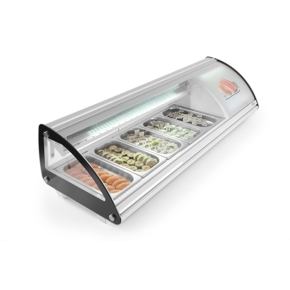 Vitrine, Sushi, Sushi-Showcase, Thekenpräsentation, Kältebehälter