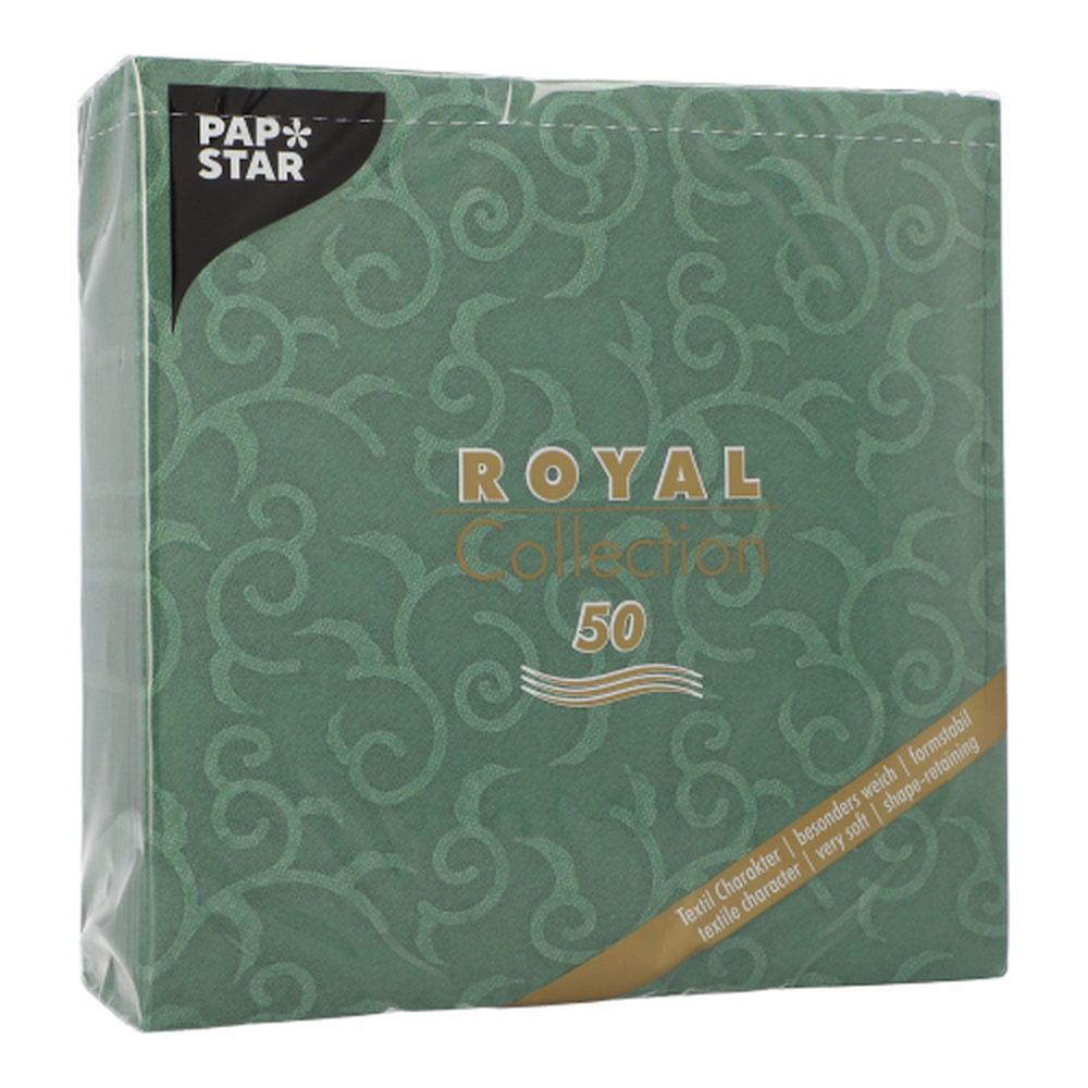 Papstar Servietten "ROYAL Collection" 1/4-Falz 40 cm x 40 cm dunkelgrün "Casali"