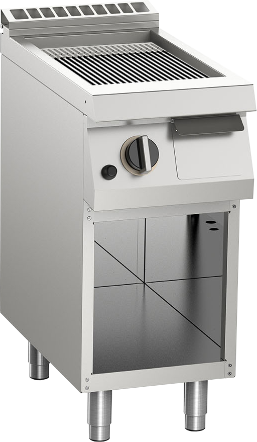 KBS Gas-Grillplatte gerillt verchromt 7kW mit 1 Heizzone offener Unterbau