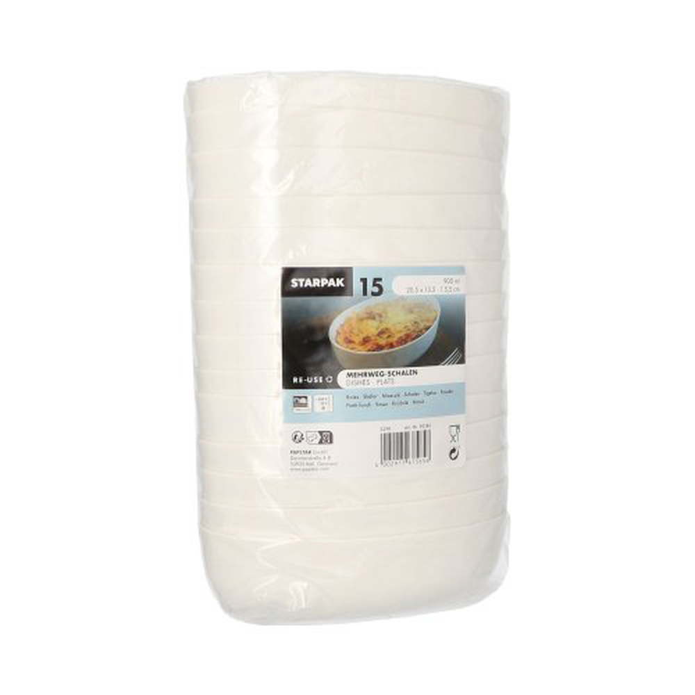 Papstar Mehrweg-Schalen oval 900 ml 5,5 cm x 13,5 cm x 20,5 cm weiss "Cella"