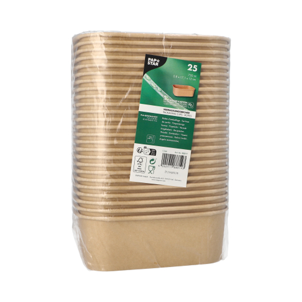 PAPSTAR Verpackungsbecher, Pappe rechteckig 750 ml 5,8 cm x 17,1 cm x 12 cm b