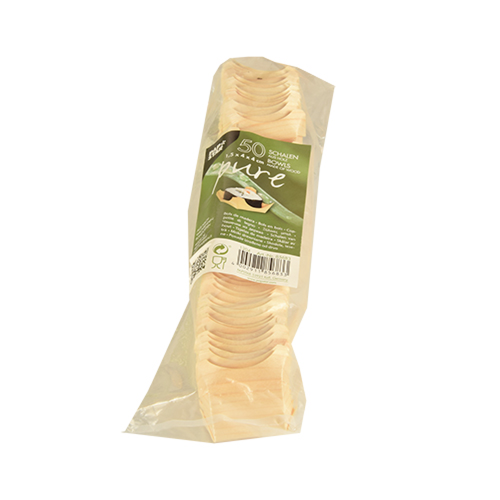Papstar Fingerfood - Schalen, Holz "pure" eckig 1,5 cm x 4 cm x 4 cm