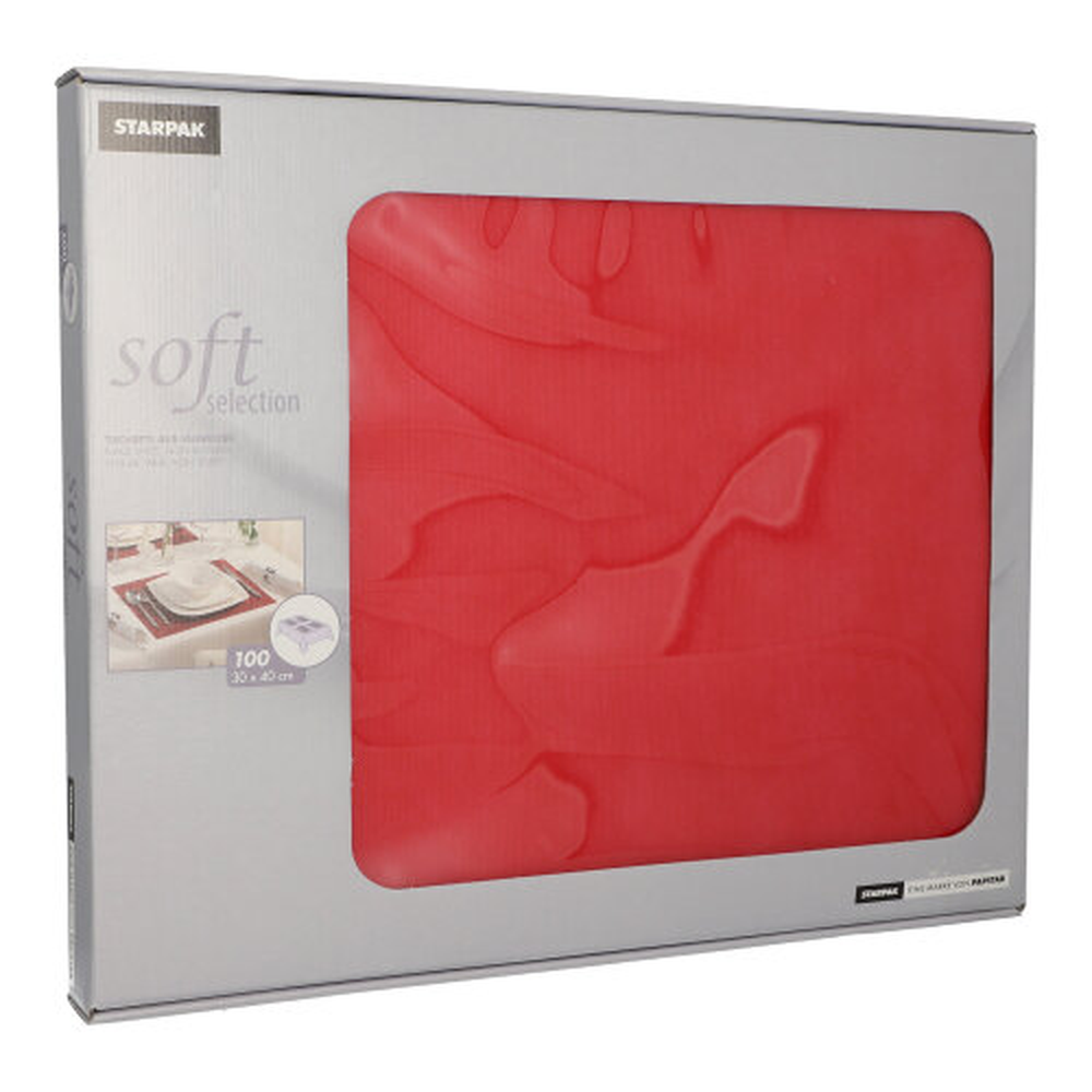 Papstar Tischsets, stoffähnlich, Vlies "soft selection" 30 cm x 40 cm rot