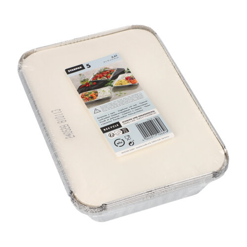 PAPSTAR Schalen, Alu + Einlegedeckel, PE-beschichtet eckig 0,8 l 4 cm x 15 cm