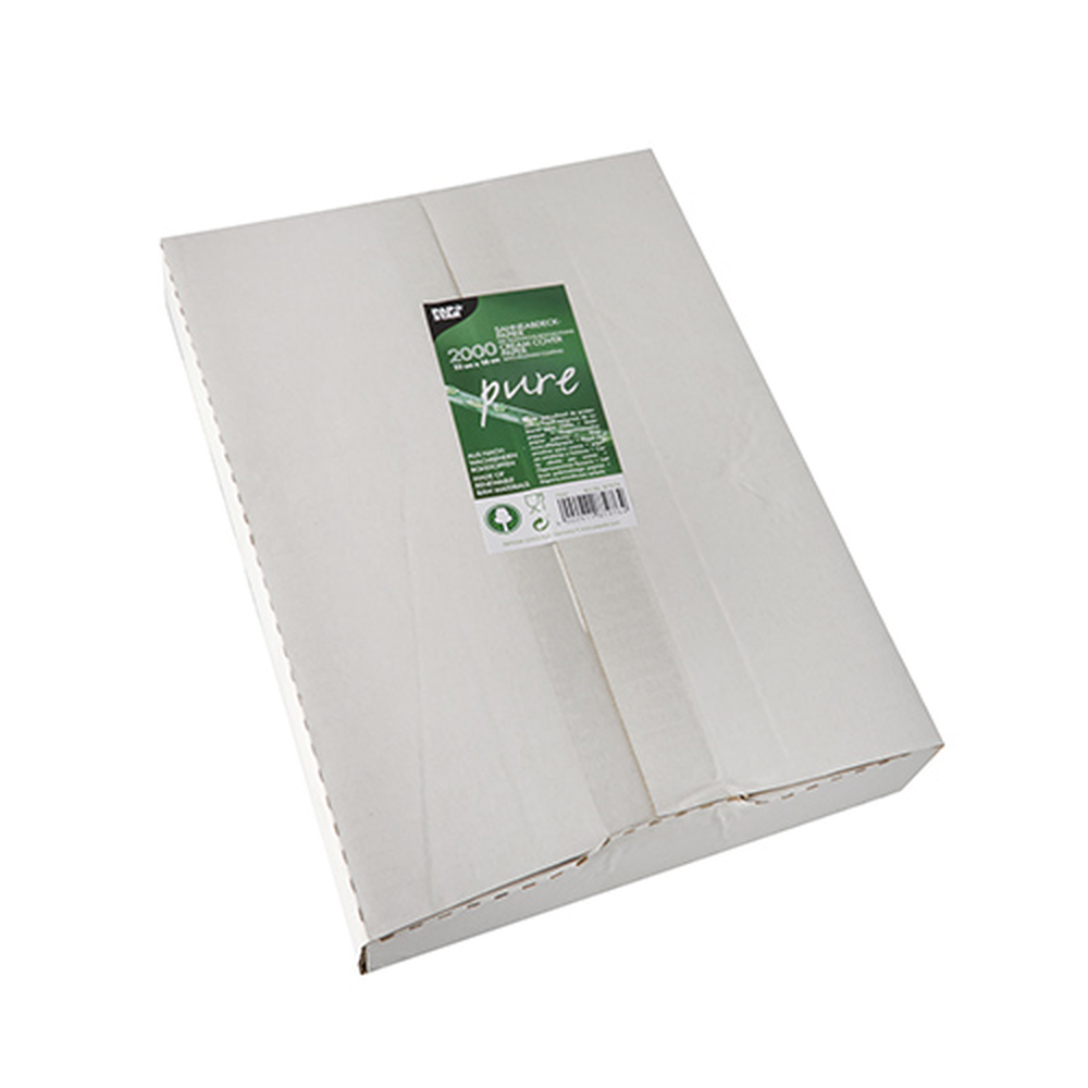 Papstar Blatt Sahneabdeckpapier 22 cm x 16 cm weiss mit Palmwachsbeschichtung